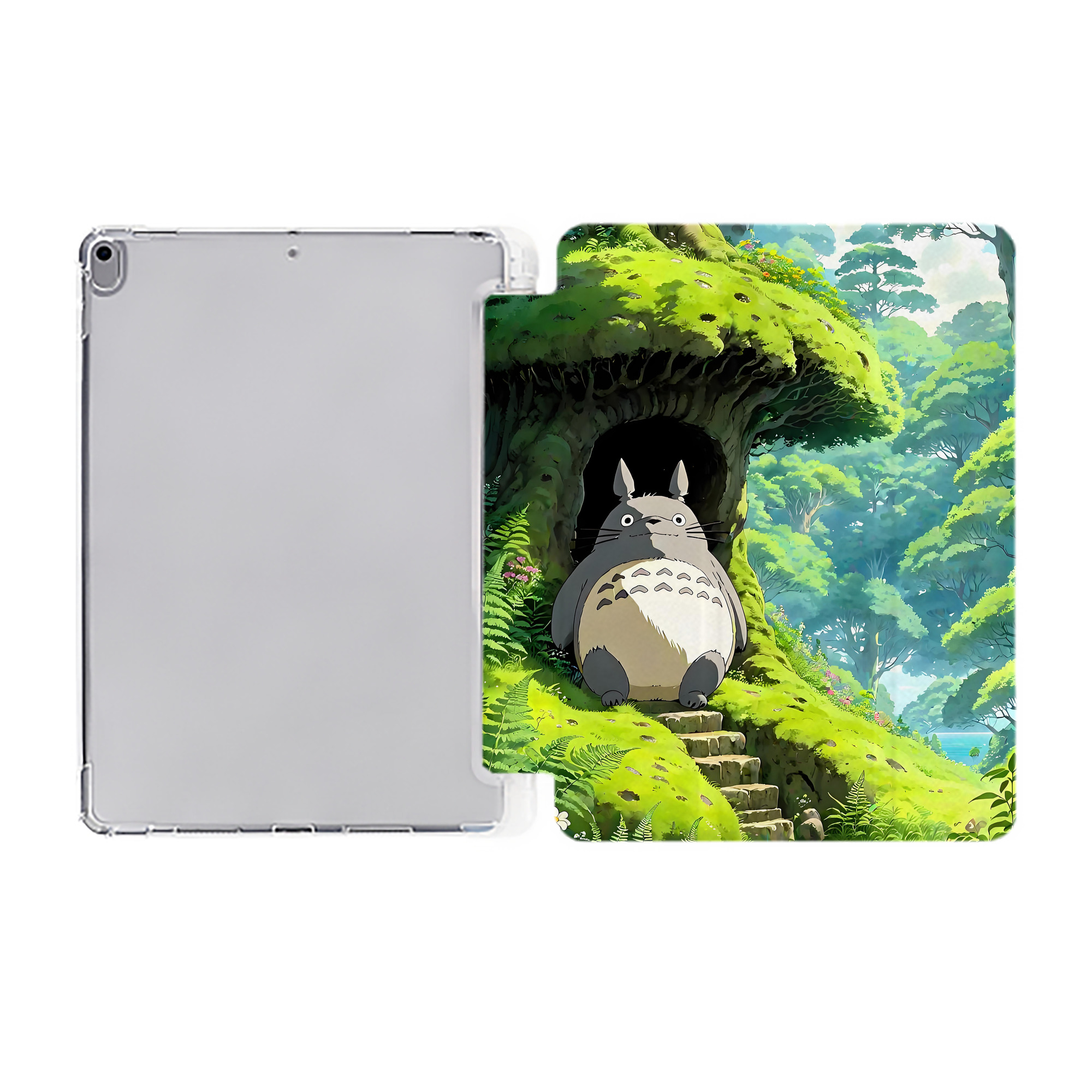 （画像用） となりのトトロ 草壁メイ 草壁サツキ My Neighbor Totoro Satsuki Kusakabe Mei Kusakabe IPad ケース ペン収納付き 三つ折りスタンド PUレザー×シリコン 対応機種9.5/10.5/10.9インチ